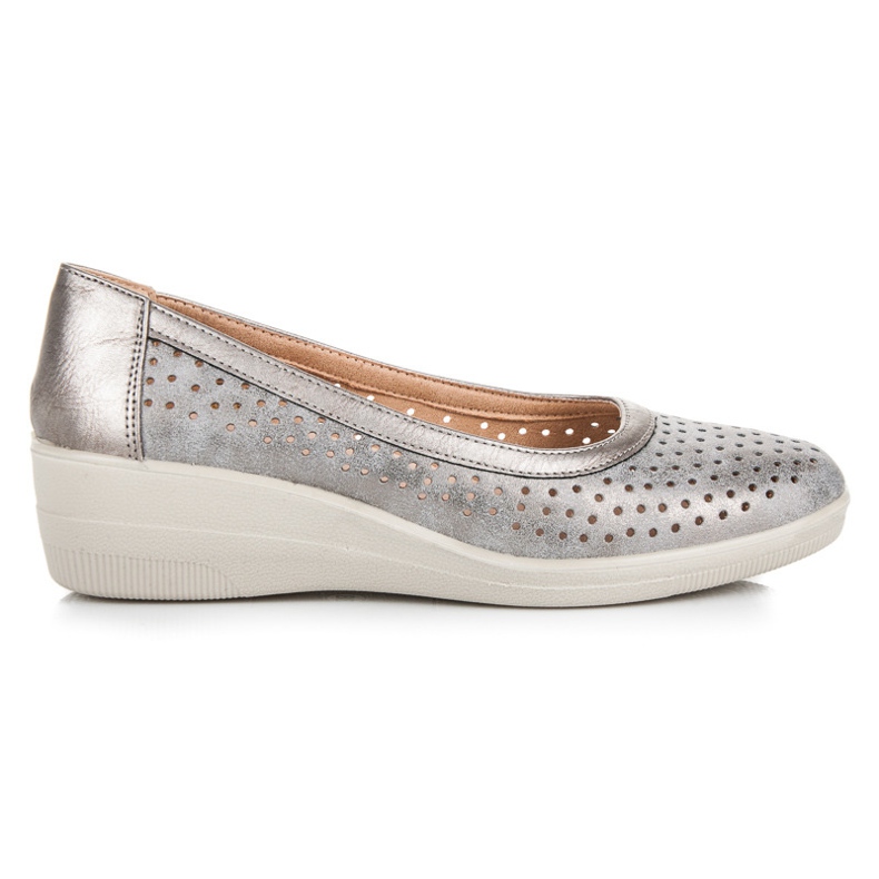 Kylie Openwork ballerinas on a wedge grey