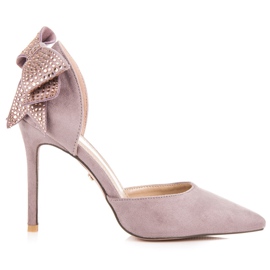 Seastar Suede Heels With A Bow purple