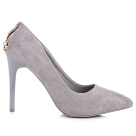 Seastar Suede heels with an ornament grey Seastar Suede heels with an ornament grey