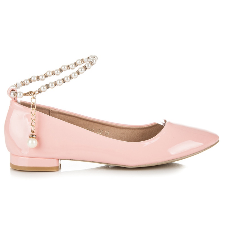 Vices Lacquered ballerinas with beads pink