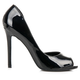 Seastar Lacquered open toe heels black Seastar Lacquered open toe heels black