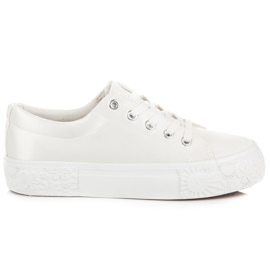 Kylie Satin Sneakers On The Platform white