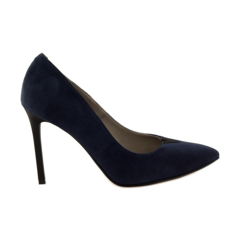 EDEO Leather pumps on Szpilka 3180 Navy blue