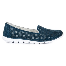 Vinceza Openwork Leather Lords navy blue Vinceza Openwork Leather Lords navy blue
