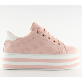 Pink pink sneakers on a high sole