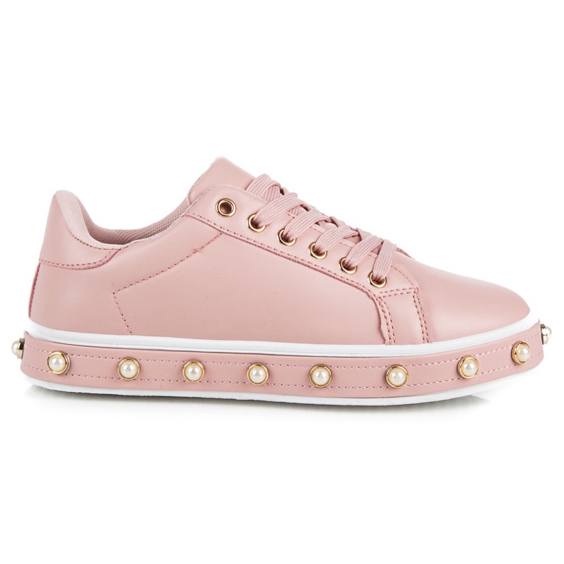 Fashionable Sneakers With Pearls pink