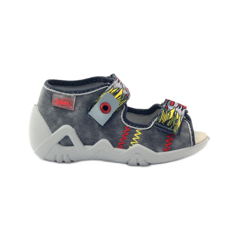 Befado children's slippers sandals leather insert 350p073 for gray Velcro grey