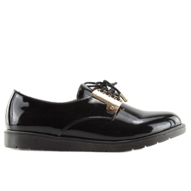 Black Lace-up Loafers Wh-1H184 Black