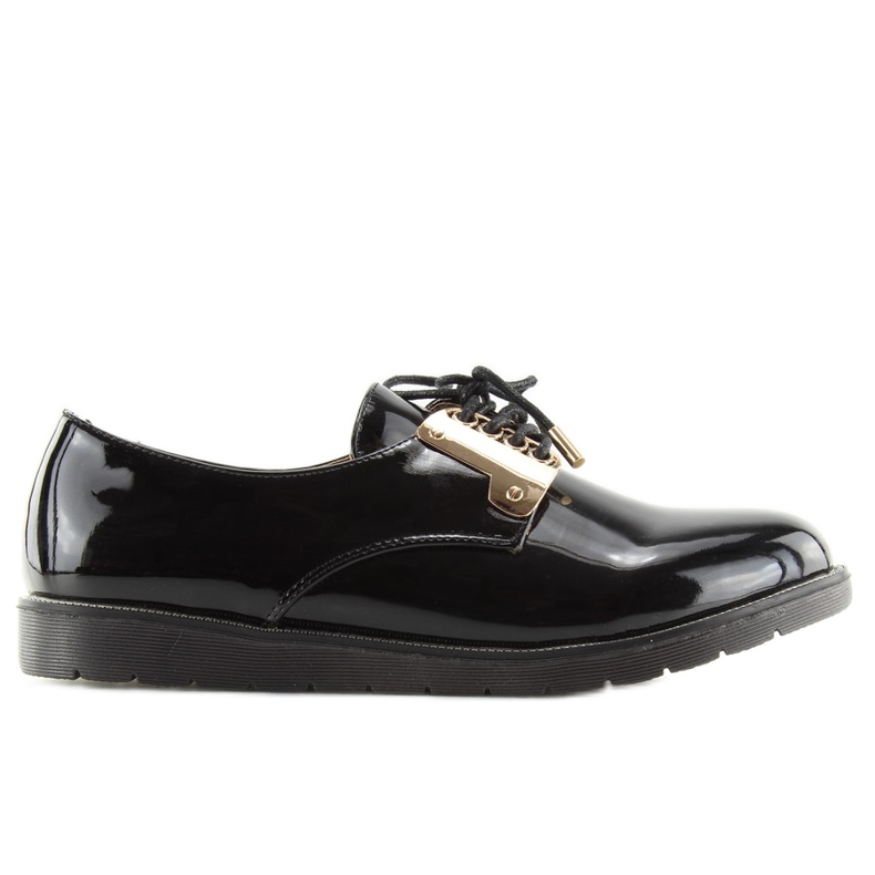 Black Lace-up Loafers Wh-1H184 Black