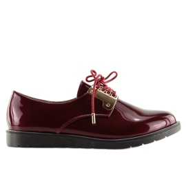 Lace-up Moccasins Burgundy Wh-1H184 Red