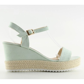 Wedge sandals aquamarine espadrilles R120P L.GREEN