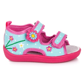 American Club Children's velcro slippers pink blue