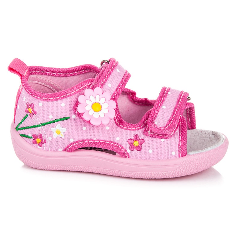 American Club Children's velcro slippers pink