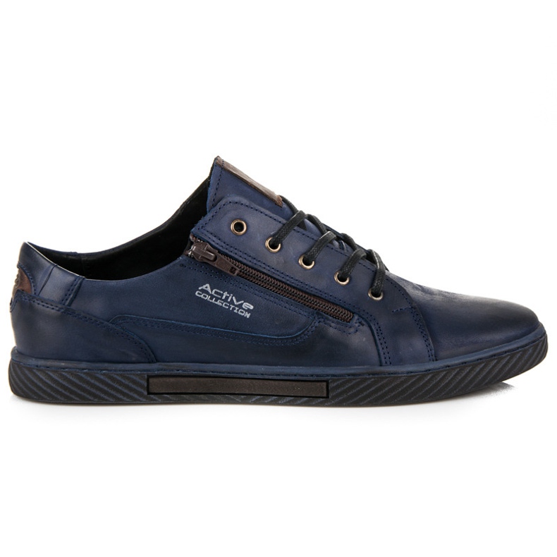 Polbut Men's leather sneakers blue