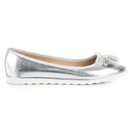 Bestelle Fringed silver ballerinas grey