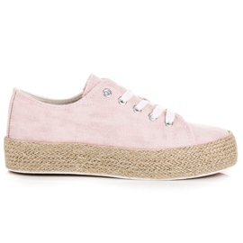 Pink espadrilles on the binding