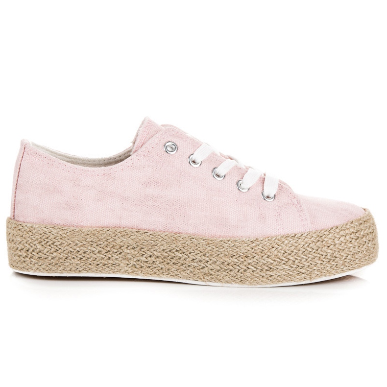 Pink espadrilles on the binding