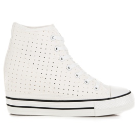 Openwork wedge sneakers white