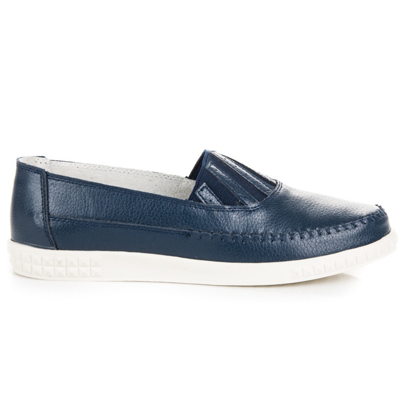 VINCEZA Leather Slip-On Loafers blue