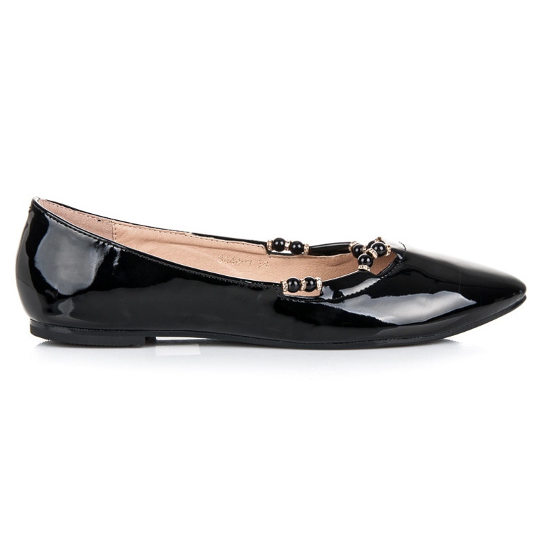 Lacquered ballerinas in pointed vices black