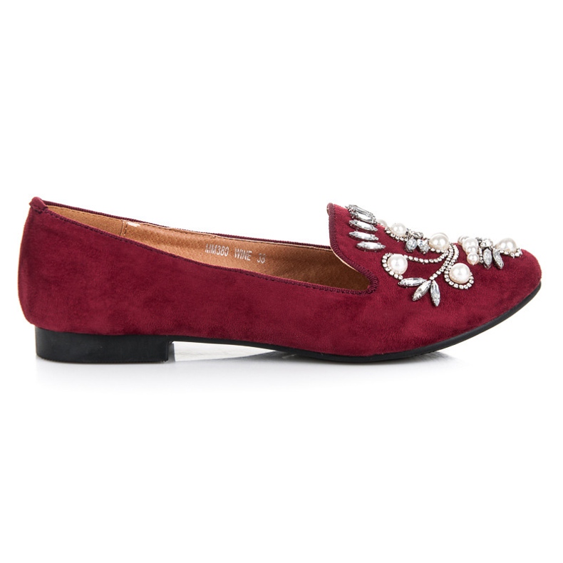 Lovery Maroon decorative moccasins red