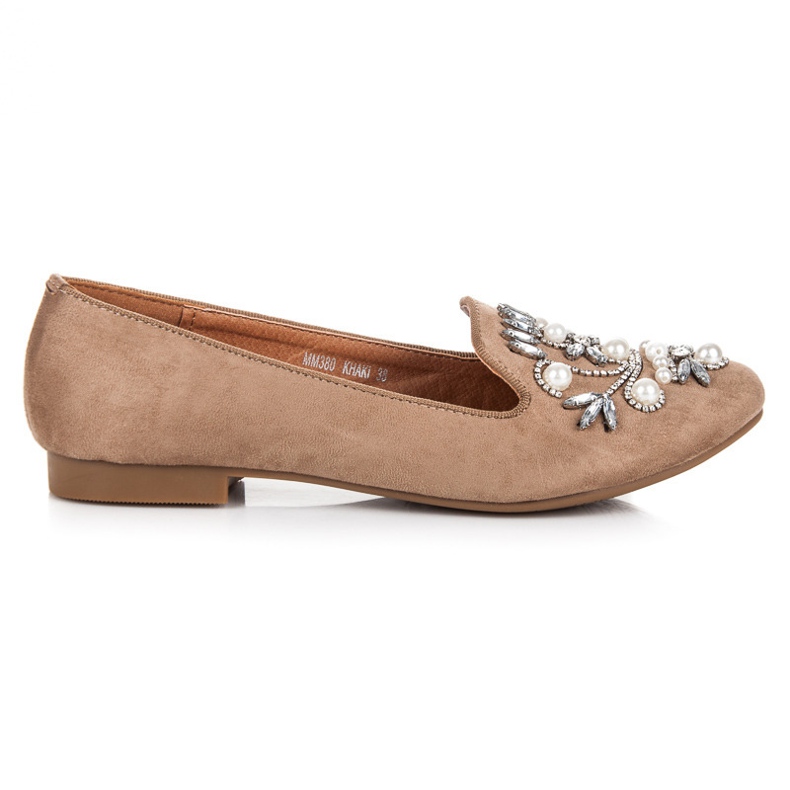 Lovery Beige decorative moccasins