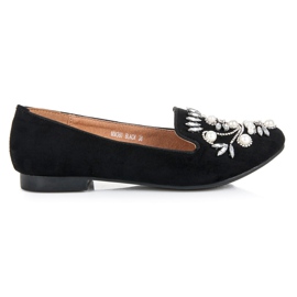 Lovery Black Decorative Moccasins Lovery Black Decorative Moccasins