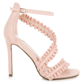 Seastar High Heels Sandals With Frill pink