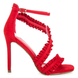 Seastar High Heels Sandals With Frill red Seastar High Heels Sandals With Frill red