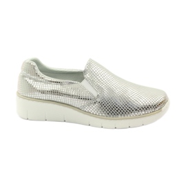 Slipony leather sports shoes Filippo 204 white grey