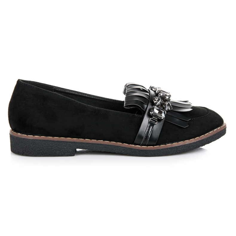 Bestelle Black Moccasins With Ornament