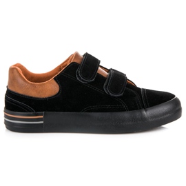 Suede Sneakers with Velcro black brown