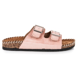 Seastar Suede slippers with buckles pink