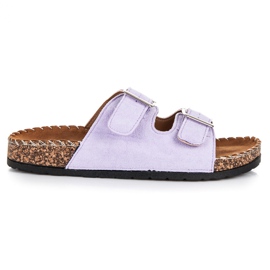 Seastar Suede slippers with buckles purple