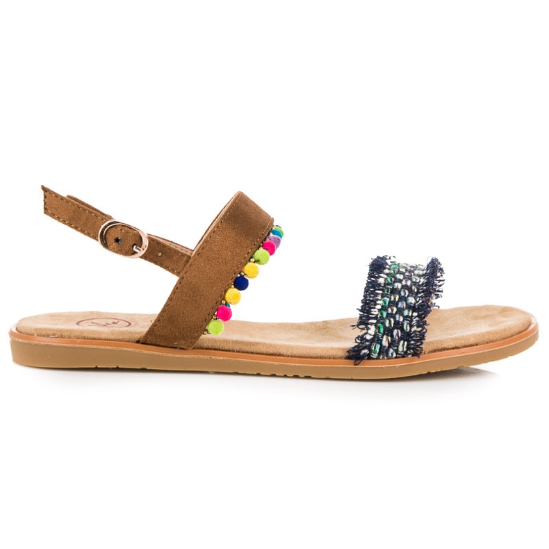 Kylie Suede sandals with pompoms brown Kylie Suede sandals with pompoms brown