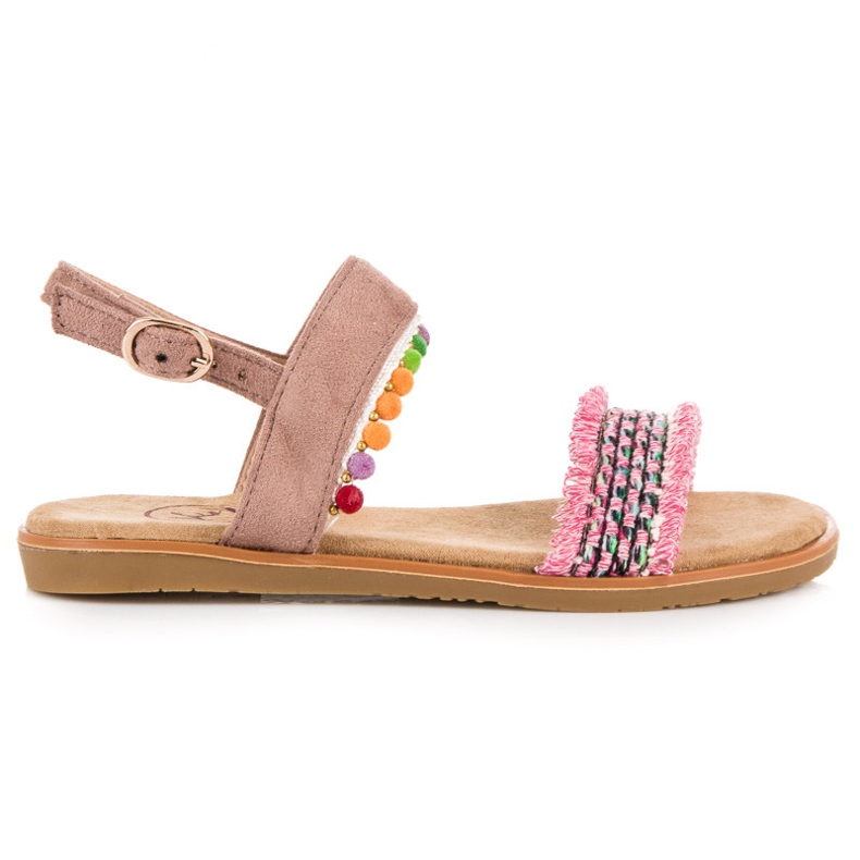 Kylie Suede sandals with pompoms pink Kylie Suede sandals with pompoms pink