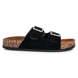 Seastar Suede slippers with buckles black Seastar Suede slippers with buckles black
