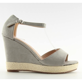 Gray gray sandals on wedge heels grey