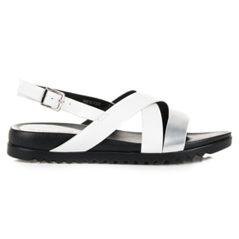 Sandals fastened with a VINCEZA buckle white