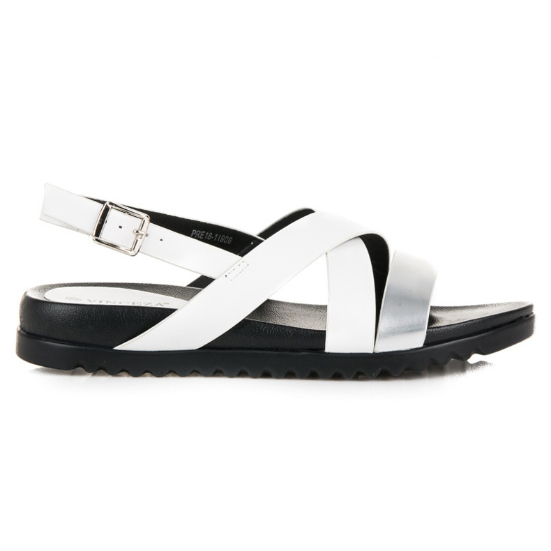 Sandals fastened with a VINCEZA buckle white