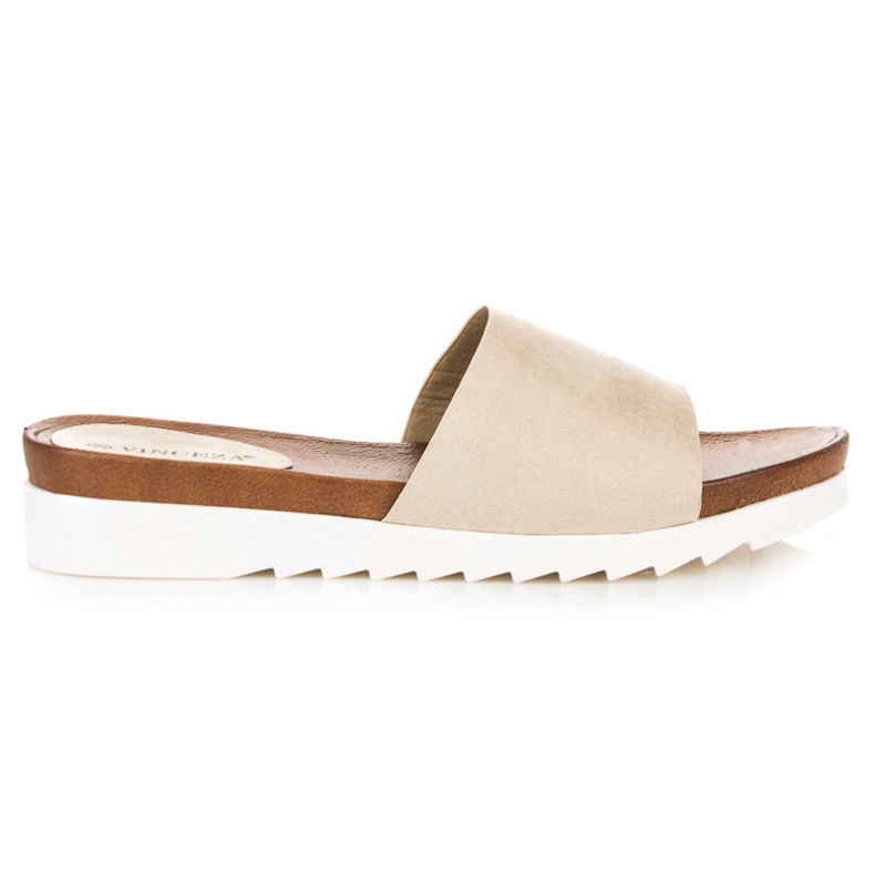 Beige suede vinceza slippers