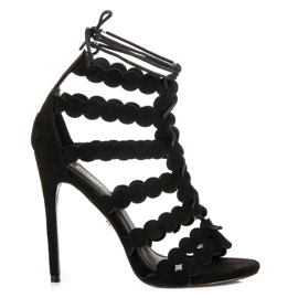 Seastar Tied sandals on a stiletto heel black Seastar Tied sandals on a stiletto heel black