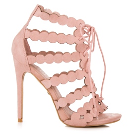 Seastar Tied Sandals On A High Heel pink