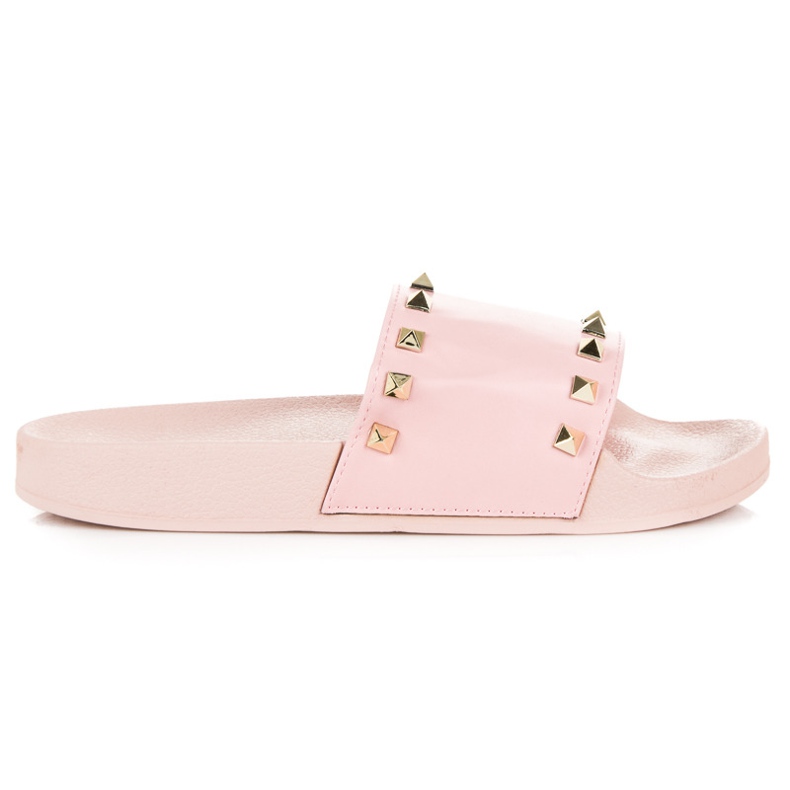 Pink slippers with rhinestones