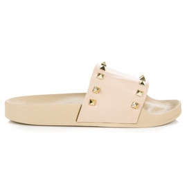 Beige slippers with rhinestones Beige slippers with rhinestones