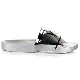 Ideal Shoes Silver slippers yes or no grey