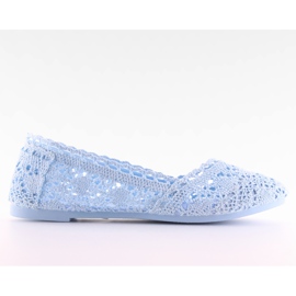 Blue JX59P L.BLUE lace ballerinas