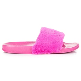 Fuchsia slippers with fur pink