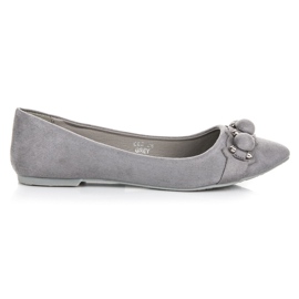 Seastar V-neck suede ballerinas grey