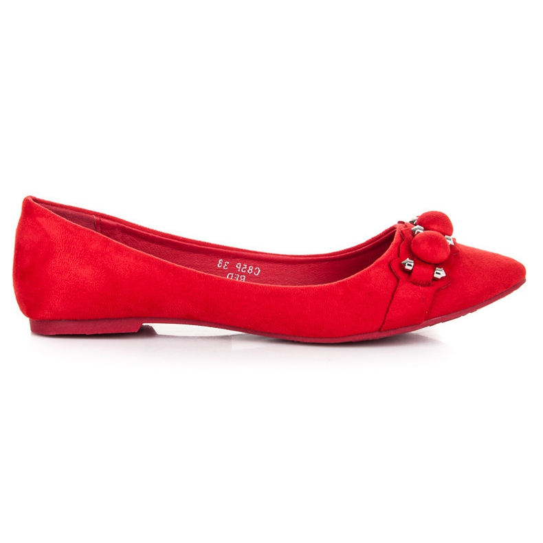 Seastar V-neck suede ballerinas red